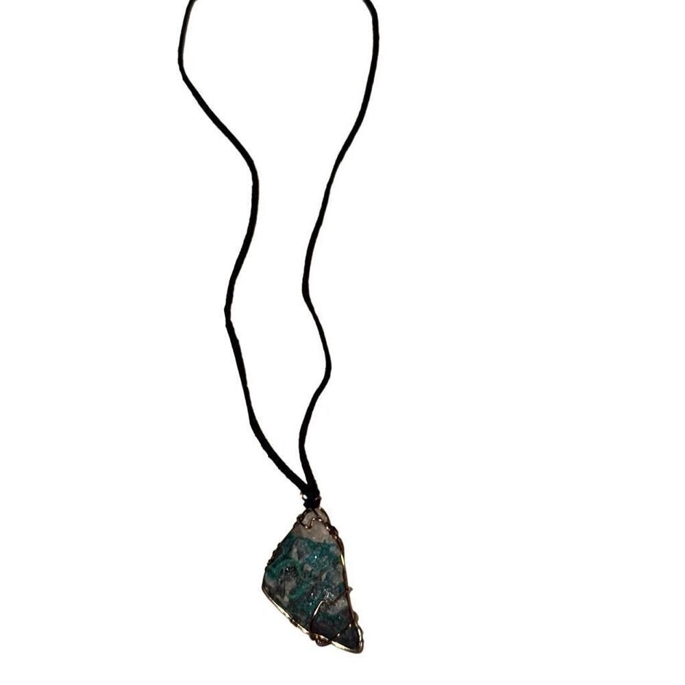 Handcrafted  leather cord necklace with quartz Gem stone